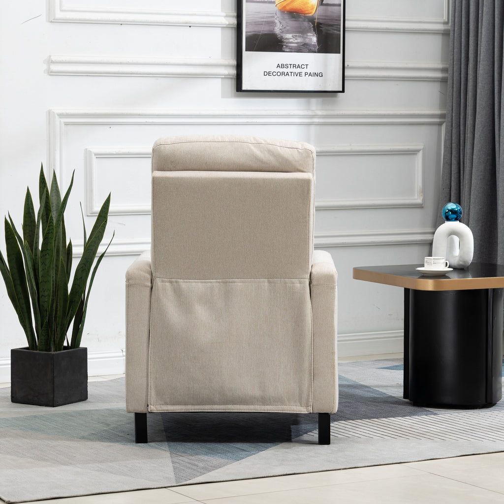 Fauteuil inclinable manuel moderne en velours avec coussins et décoration cloutée