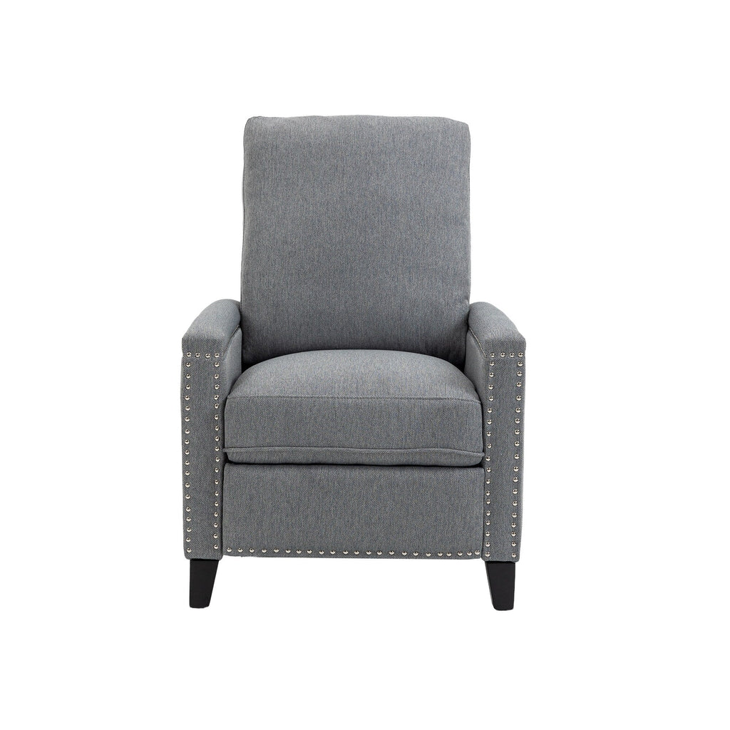 Fauteuil inclinable manuel moderne en velours avec coussins et décoration cloutée