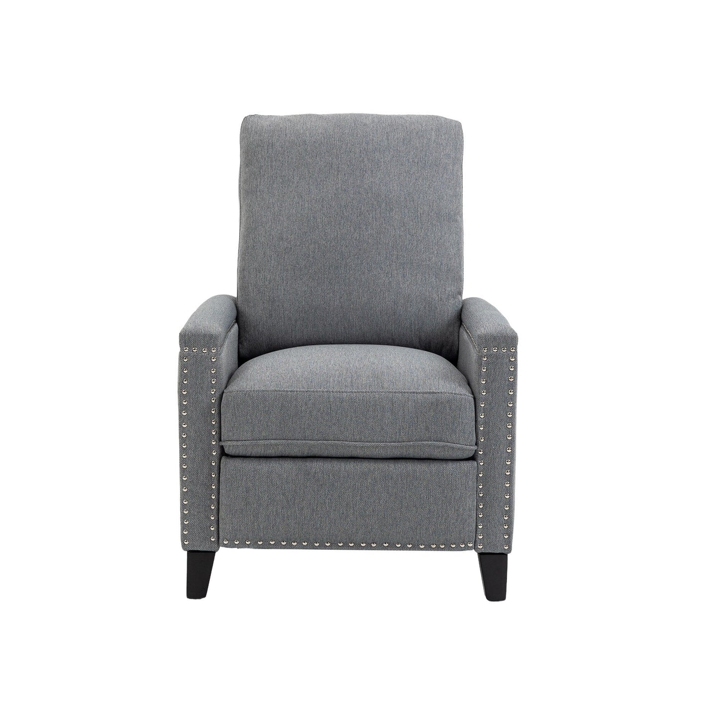 Fauteuil inclinable manuel moderne en velours avec coussins et décoration cloutée
