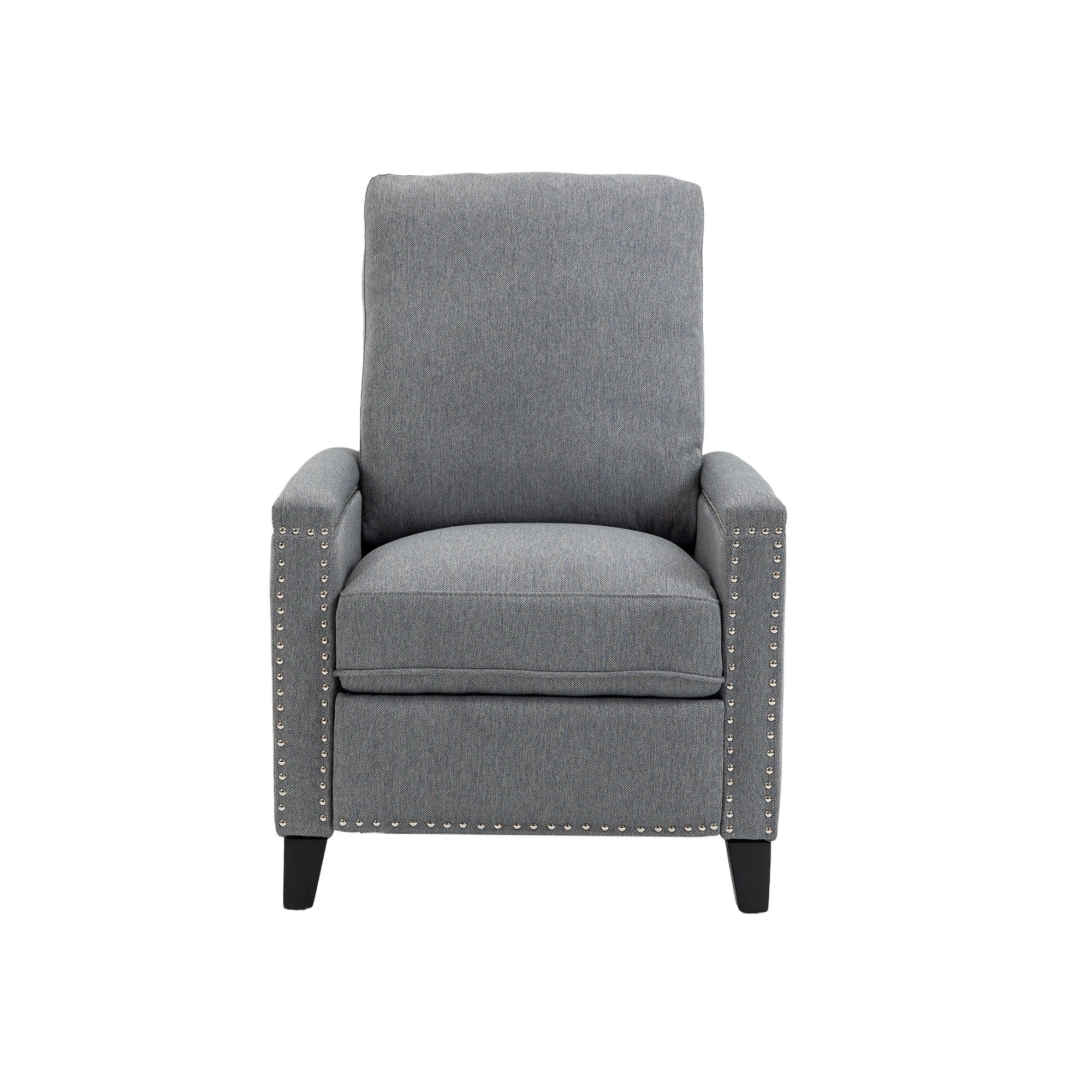 Fauteuil inclinable manuel moderne en velours avec coussins et décoration cloutée