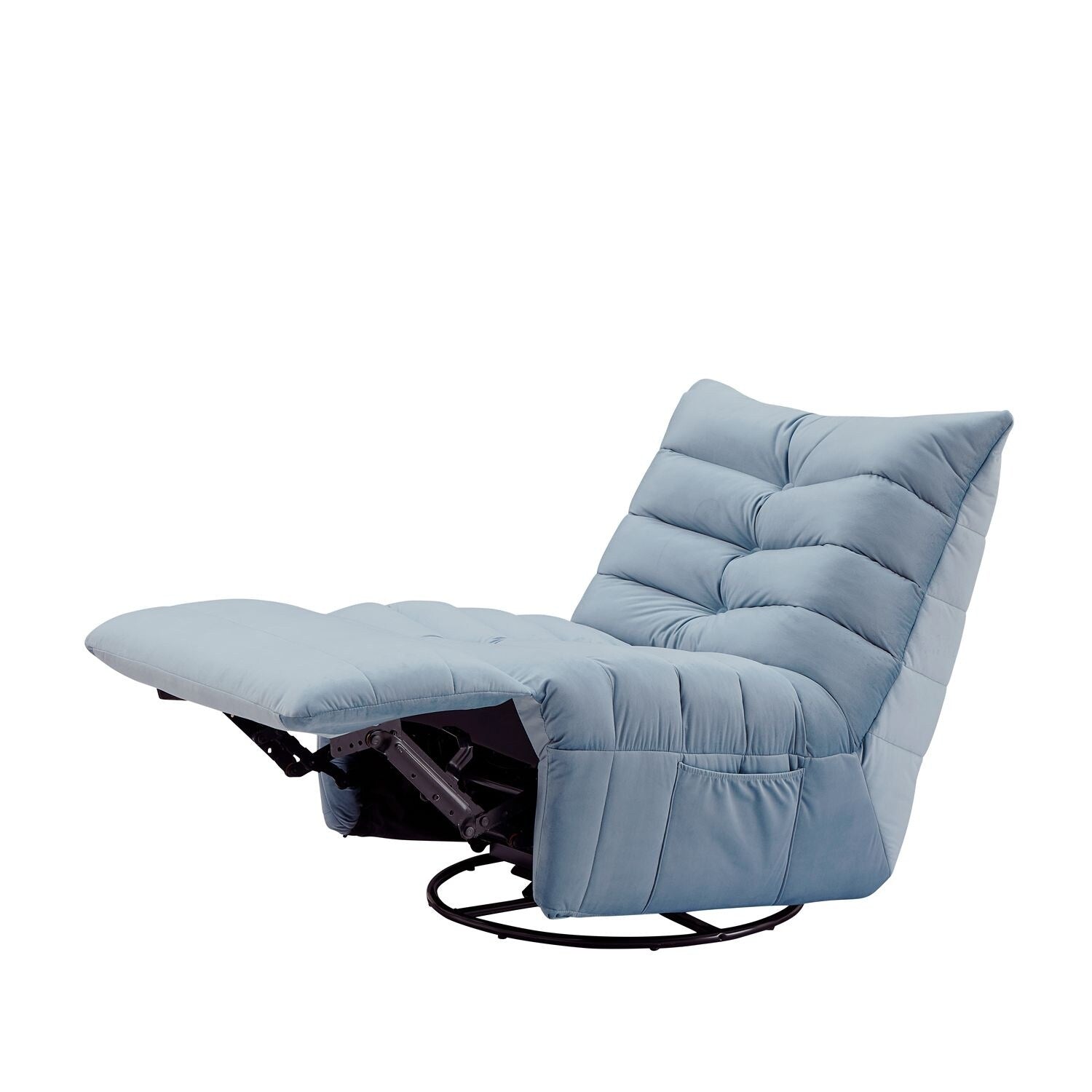 Canapé inclinable moderne en velours sans accoudoirs avec poche latérale et fonction d'inclinaison manuelle pour les petits espaces
