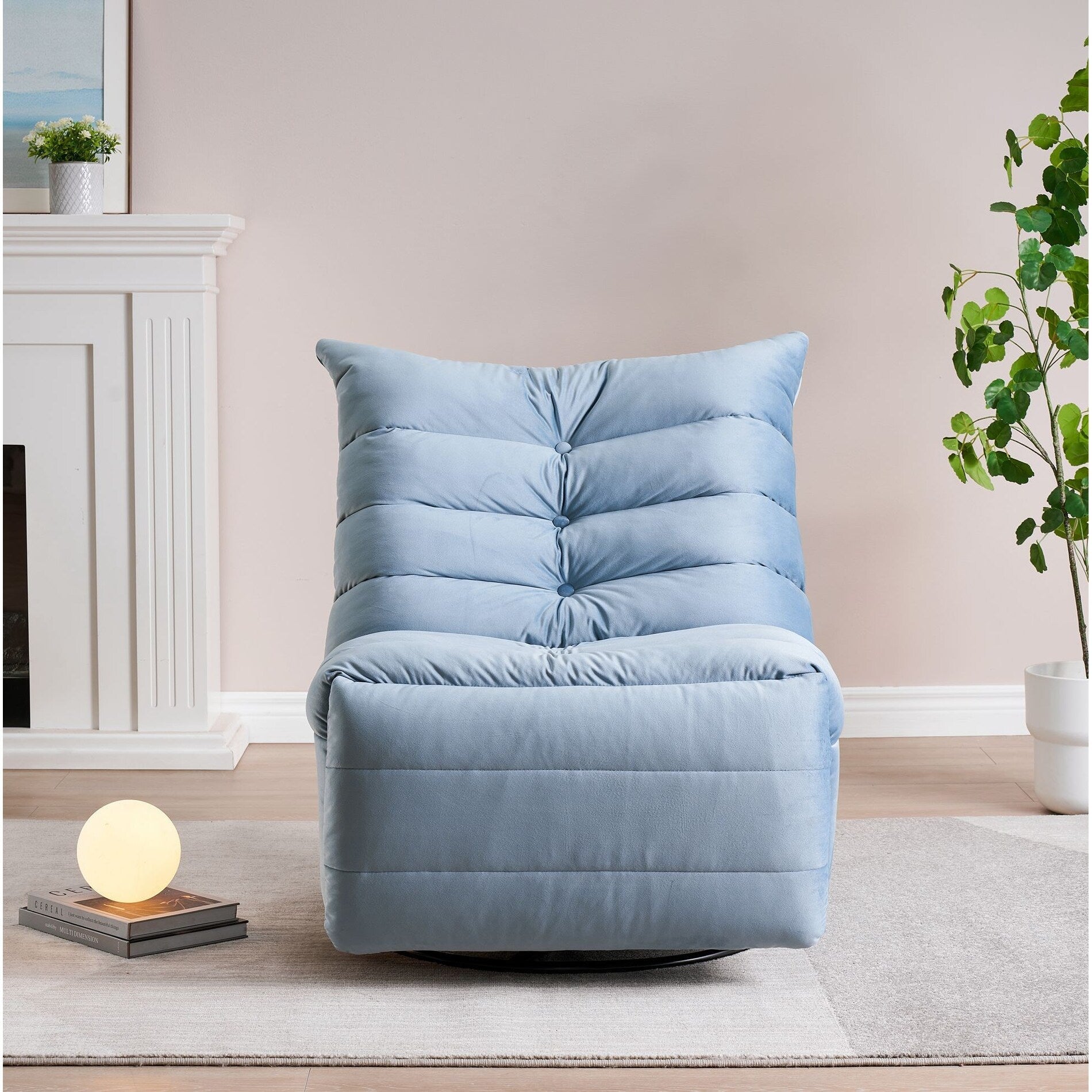 Canapé inclinable moderne en velours sans accoudoirs avec poche latérale et fonction d'inclinaison manuelle pour les petits espaces