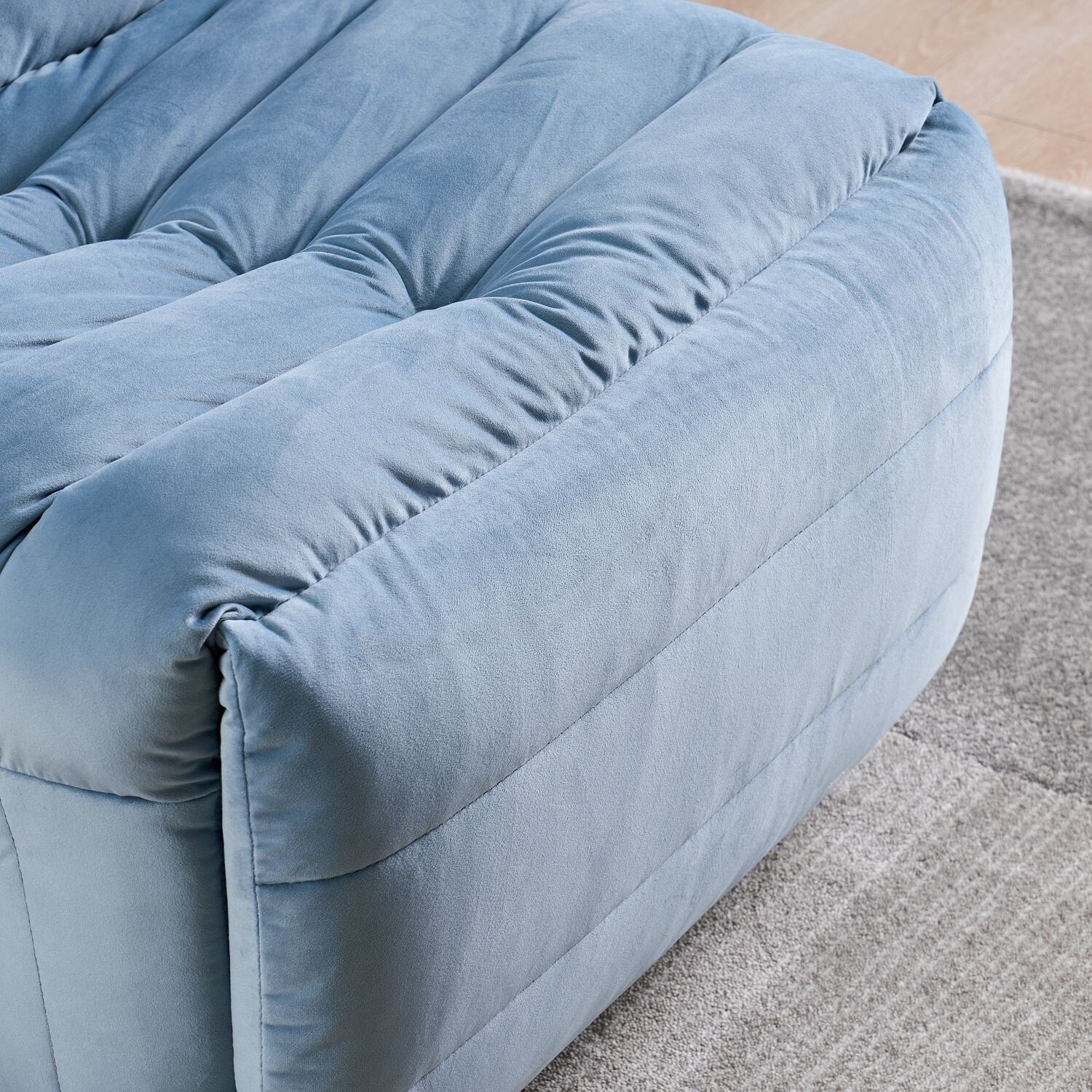 Canapé inclinable moderne en velours sans accoudoirs avec poche latérale et fonction d'inclinaison manuelle pour les petits espaces