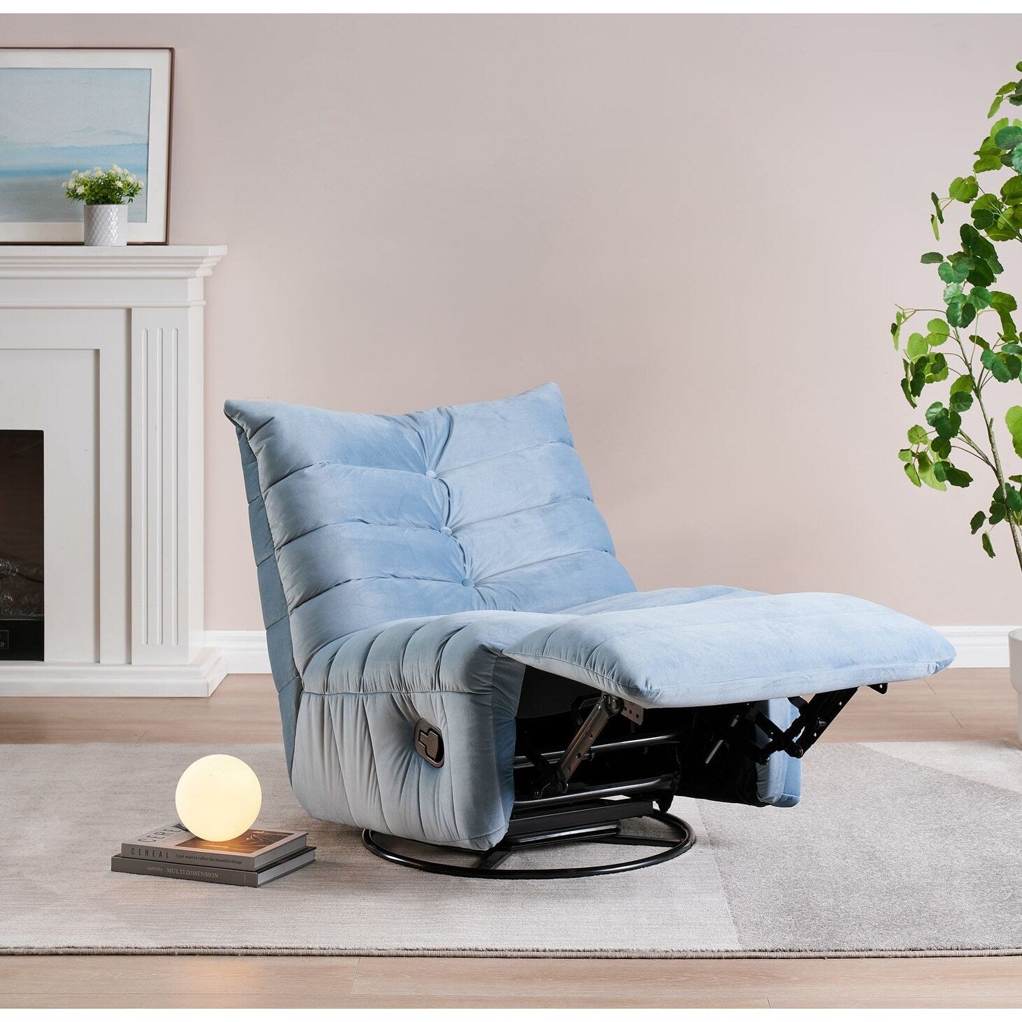 Canapé inclinable moderne en velours sans accoudoirs avec poche latérale et fonction d'inclinaison manuelle pour les petits espaces