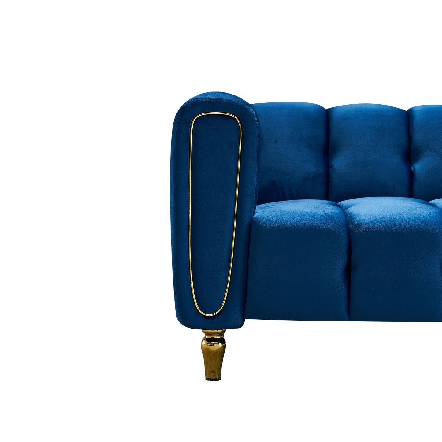 Canapé moderne en velours bleu - 31,89 x 83,07 x 27,95