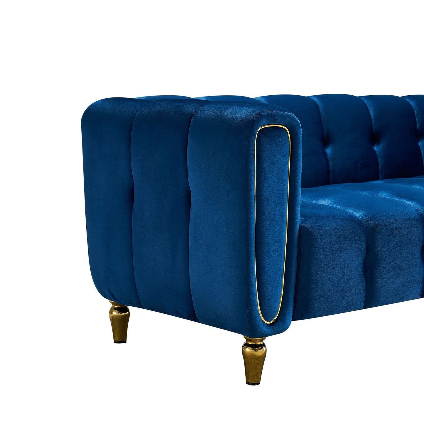 Canapé moderne en velours bleu - 31,89 x 83,07 x 27,95