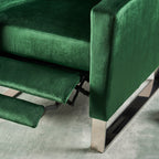 Fauteuil inclinable moderne rembourré en velours avec repose-pieds et pieds en acier inoxydable