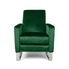 Fauteuil inclinable moderne rembourré en velours avec repose-pieds et pieds en acier inoxydable