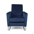 Fauteuil inclinable moderne rembourré en velours avec repose-pieds et pieds en acier inoxydable