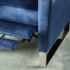 Fauteuil inclinable moderne rembourré en velours avec repose-pieds et pieds en acier inoxydable