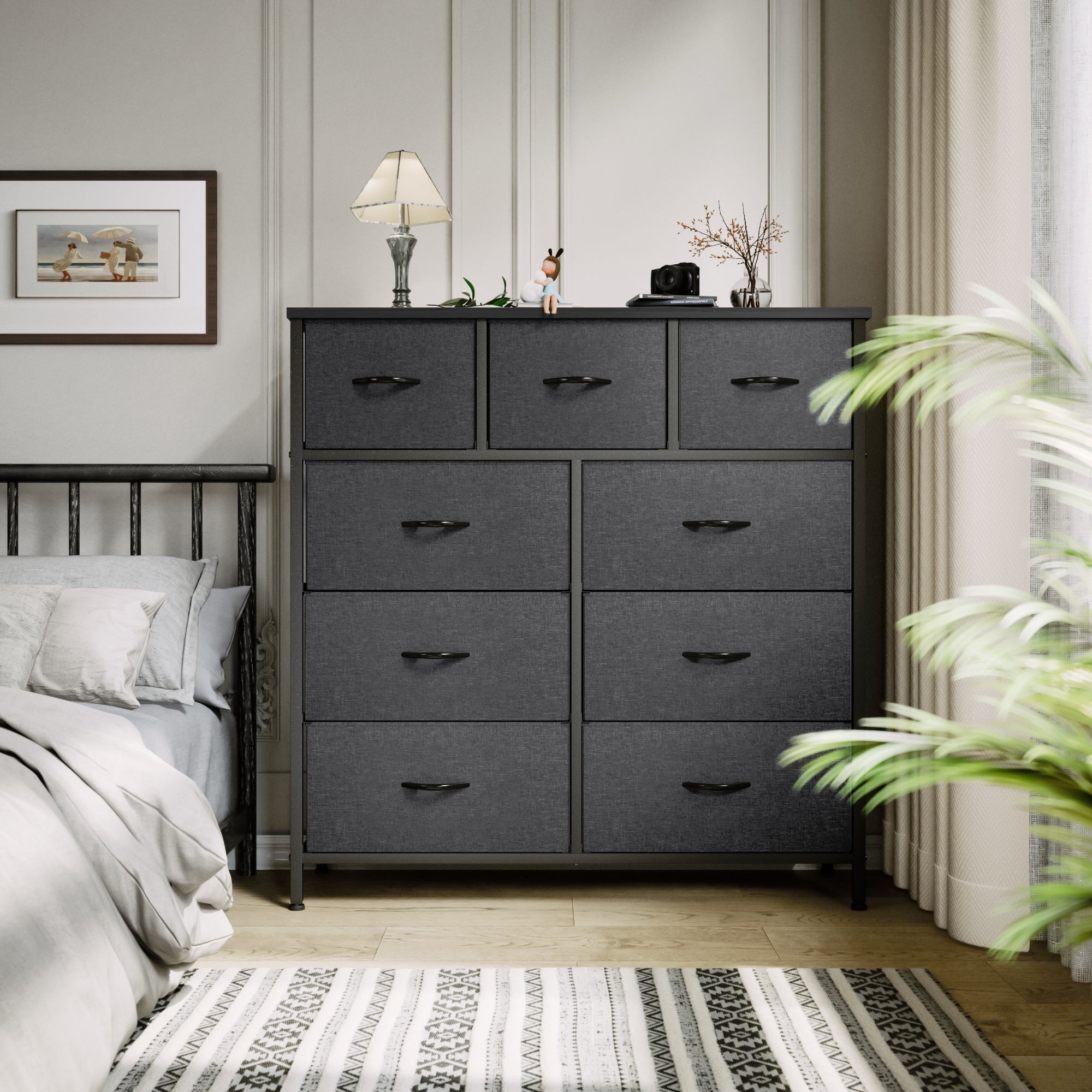 Commode de chambre moderne à 9 tiroirs avec tour de rangement