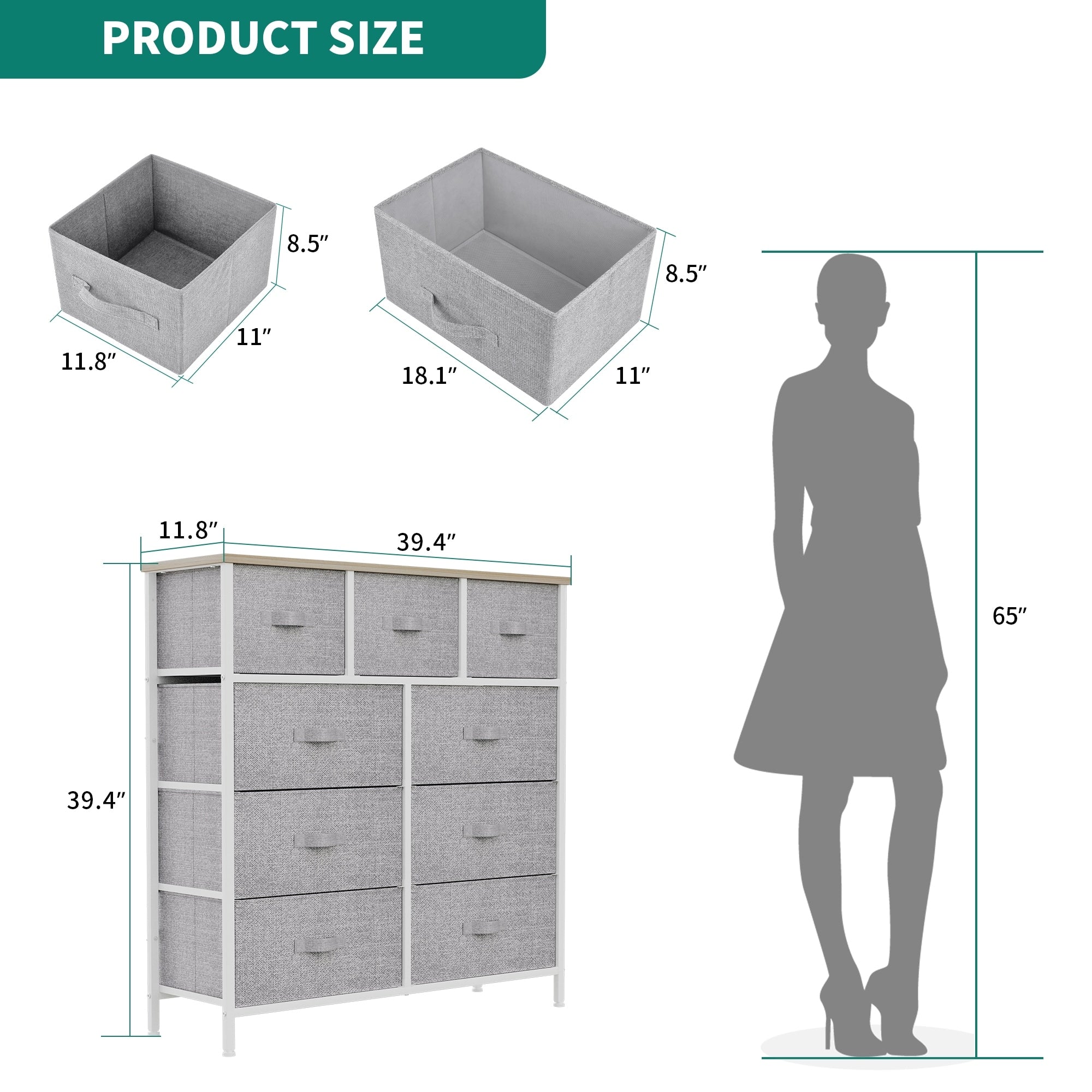 Commode de chambre moderne à 9 tiroirs avec tour de rangement
