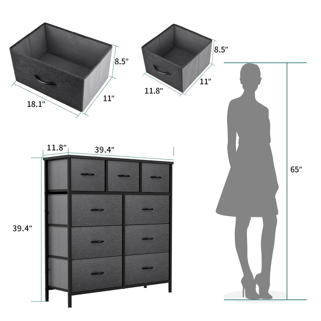 Commode de chambre moderne à 9 tiroirs avec tour de rangement