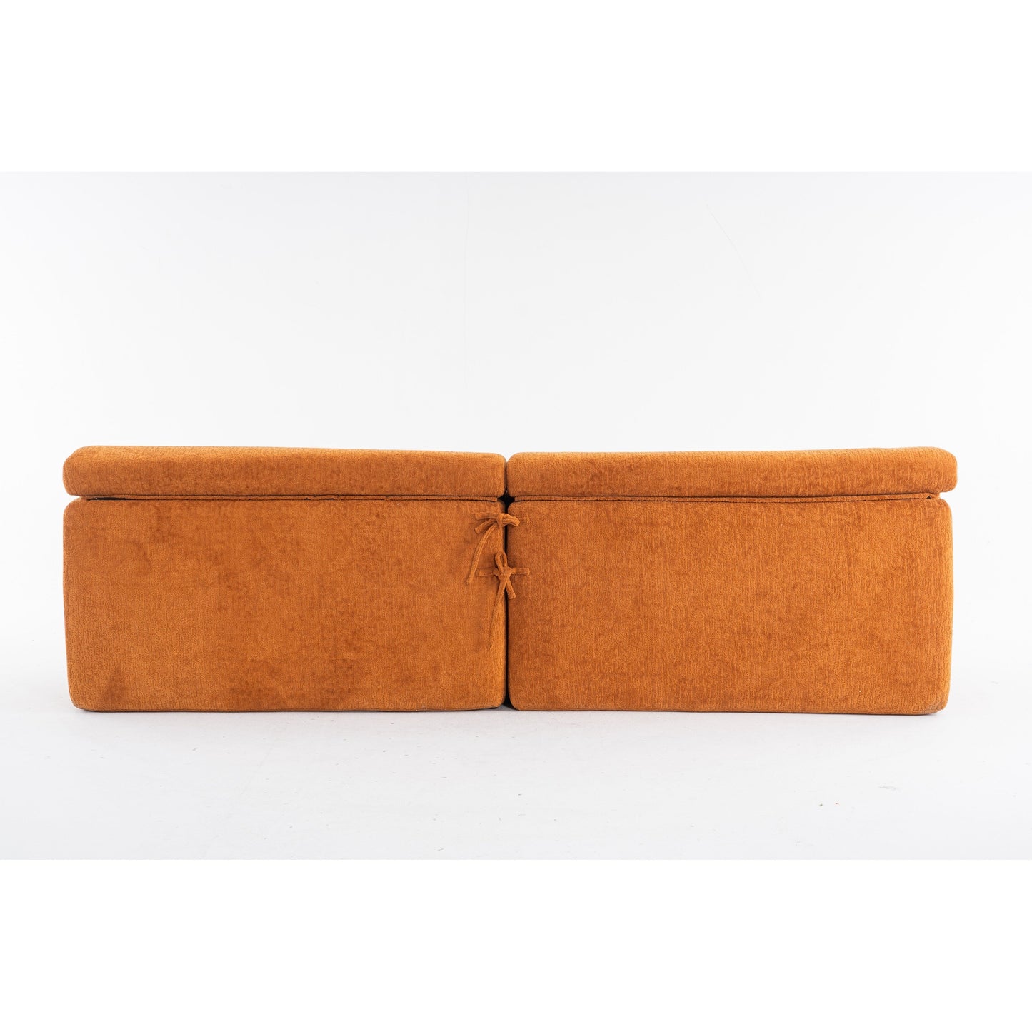 Canapé modulaire 4 places en chenille grain de bois moderne avec 2 oreillers pour salon et appartement