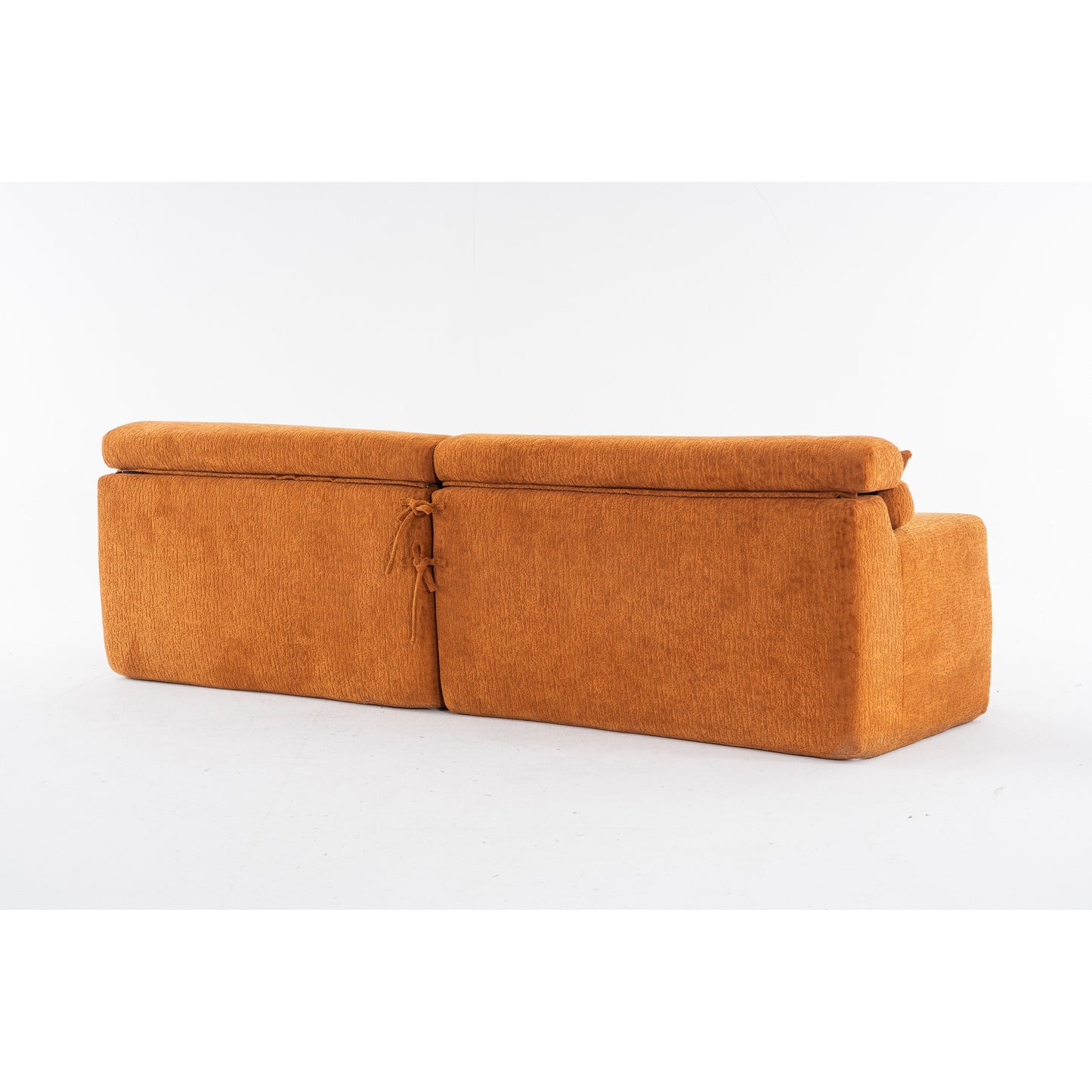 Canapé modulaire 4 places en chenille grain de bois moderne avec 2 oreillers pour salon et appartement