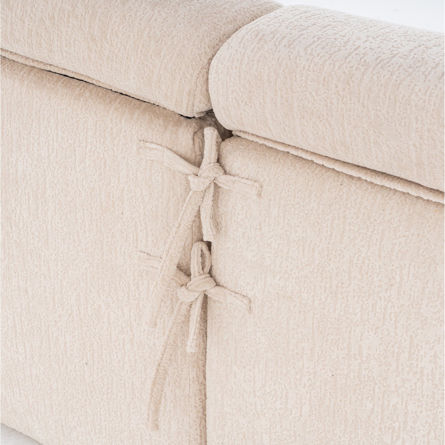 Canapé modulaire 4 places en chenille grain de bois moderne avec 2 oreillers pour salon et appartement