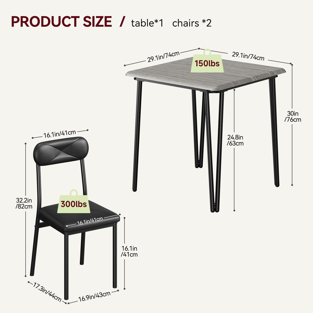 Ensemble de table à manger moderne pour cuisine - 3 pièces