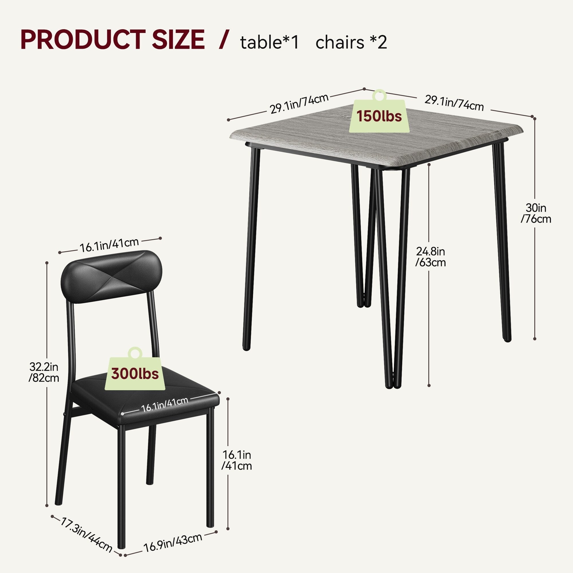 Ensemble de table à manger moderne pour cuisine - 3 pièces