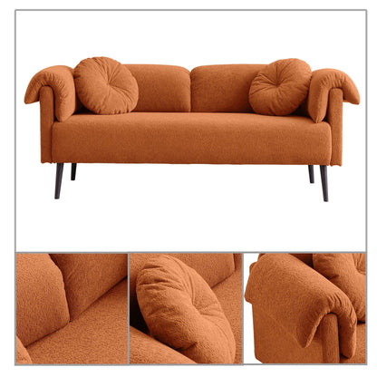 Canapé minimaliste moderne avec coussins et accoudoirs rembourrés, pieds en métal