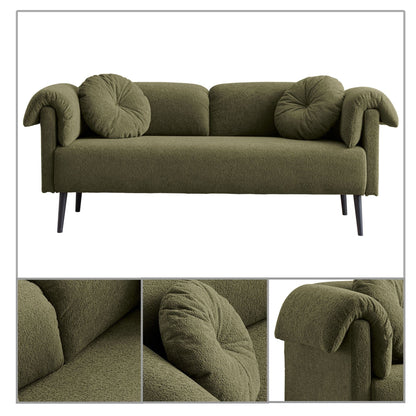 Canapé minimaliste moderne avec coussins et accoudoirs rembourrés, pieds en métal