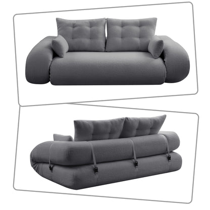 Canapé-lit convertible pratique sans cadre de style moderne avec coussins et oreillers lombaires, rembourrage en mousse haute résilience