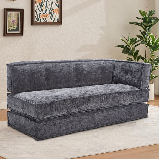 Canapé sans cadre de style moderne avec poches de rangement latérales et rembourrage en mousse haute résilience, tissu chenille