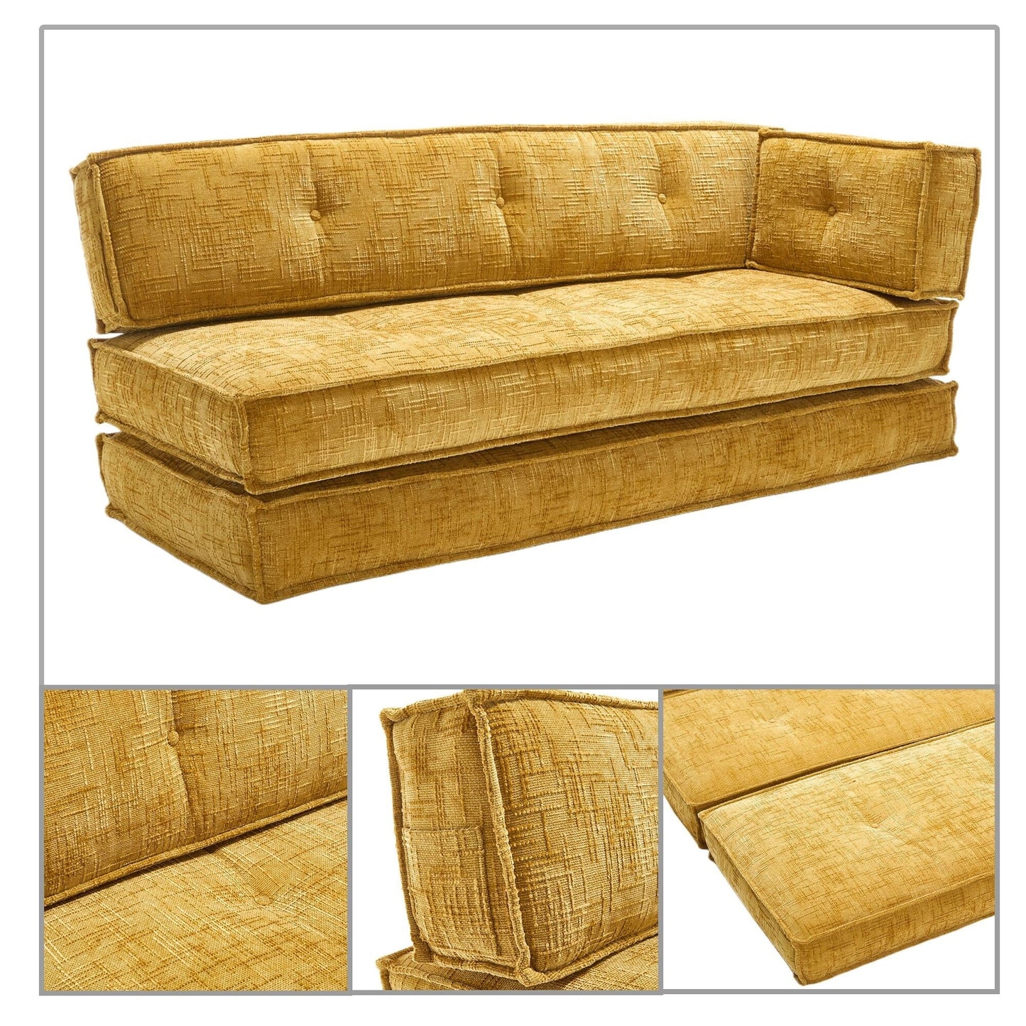 Canapé sans cadre de style moderne avec poches de rangement latérales et rembourrage en mousse haute résilience, tissu chenille