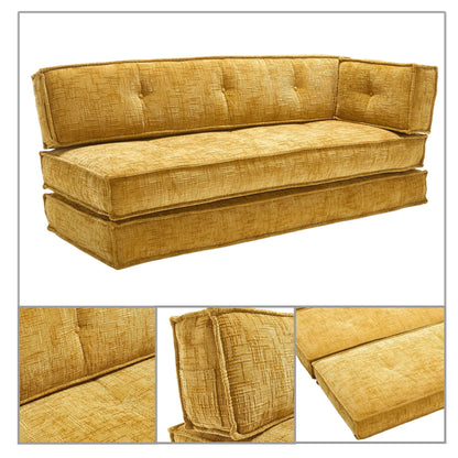 Canapé sans cadre de style moderne avec poches de rangement latérales et rembourrage en mousse haute résilience, tissu chenille
