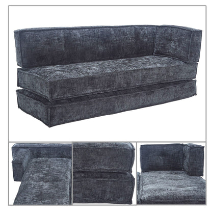 Canapé sans cadre de style moderne avec poches de rangement latérales et rembourrage en mousse haute résilience, tissu chenille