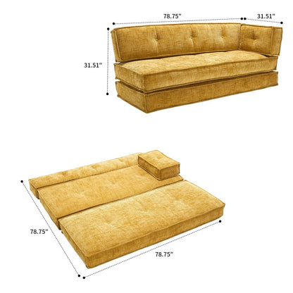 Canapé sans cadre de style moderne avec poches de rangement latérales et rembourrage en mousse haute résilience, tissu chenille