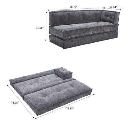 Canapé sans cadre de style moderne avec poches de rangement latérales et rembourrage en mousse haute résilience, tissu chenille