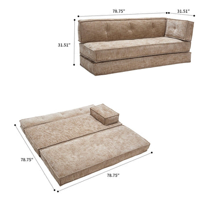 Canapé sans cadre de style moderne avec poches de rangement latérales et rembourrage en mousse haute résilience, tissu chenille