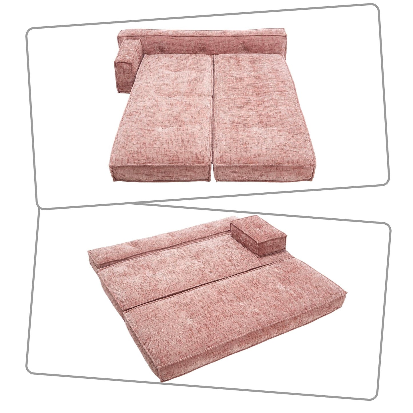 Canapé sans cadre de style moderne avec poches de rangement latérales et rembourrage en mousse haute résilience, tissu chenille