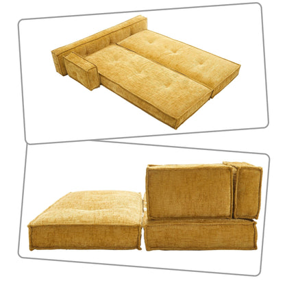 Canapé sans cadre de style moderne avec poches de rangement latérales et rembourrage en mousse haute résilience, tissu chenille