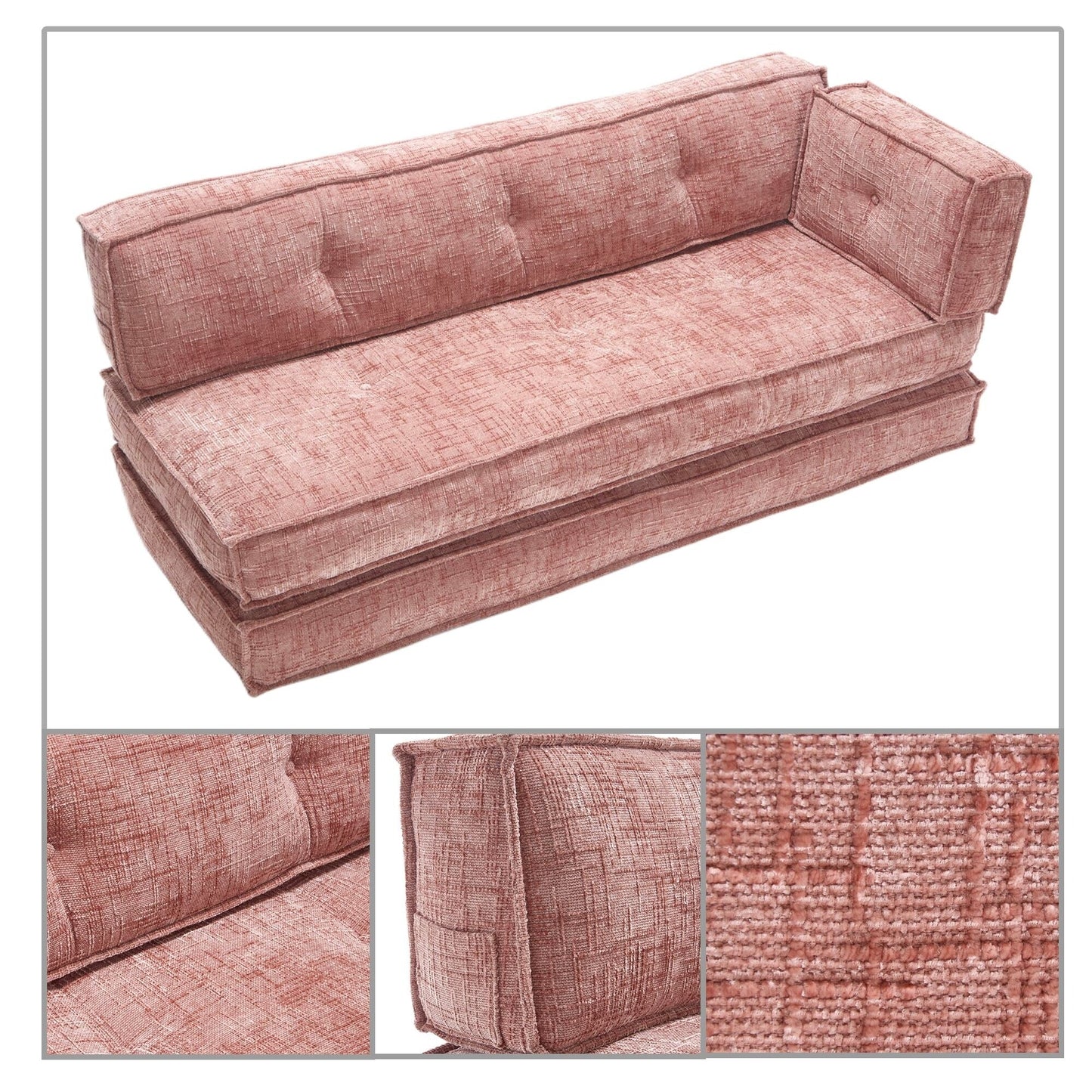 Canapé sans cadre de style moderne avec poches de rangement latérales et rembourrage en mousse haute résilience, tissu chenille