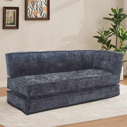 Canapé sans cadre de style moderne avec poches de rangement latérales et rembourrage en mousse haute résilience, tissu chenille