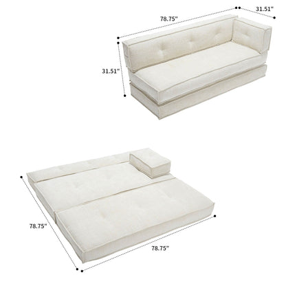 Canapé sans cadre de style moderne avec poches de rangement latérales et rembourrage en mousse haute résilience, tissu chenille