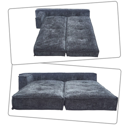 Canapé sans cadre de style moderne avec poches de rangement latérales et rembourrage en mousse haute résilience, tissu chenille