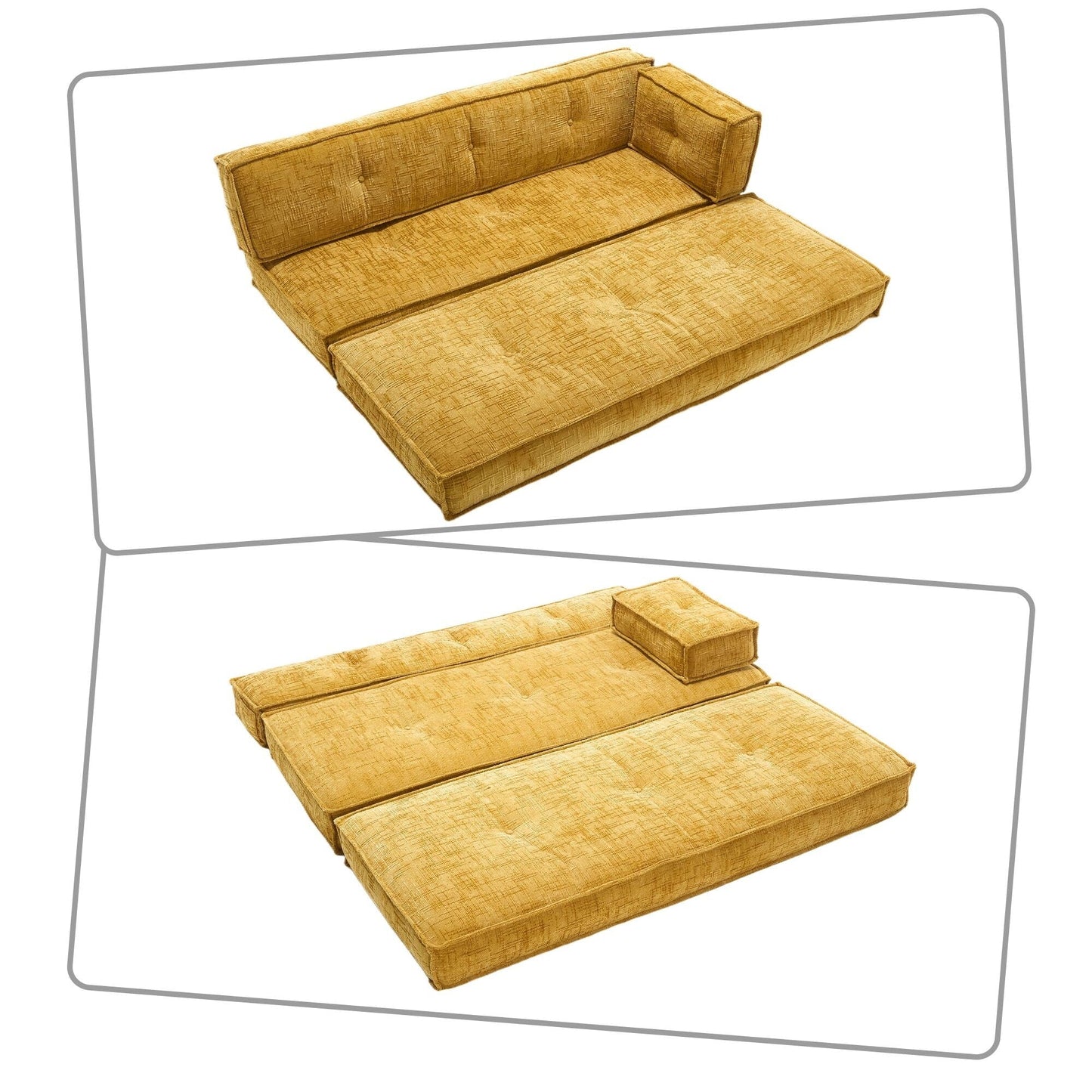 Canapé sans cadre de style moderne avec poches de rangement latérales et rembourrage en mousse haute résilience, tissu chenille