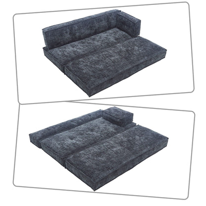Canapé sans cadre de style moderne avec poches de rangement latérales et rembourrage en mousse haute résilience, tissu chenille