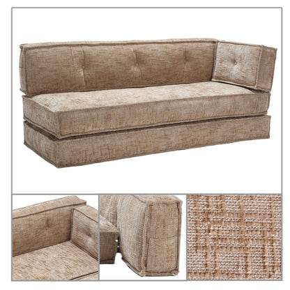 Canapé sans cadre de style moderne avec poches de rangement latérales et rembourrage en mousse haute résilience, tissu chenille