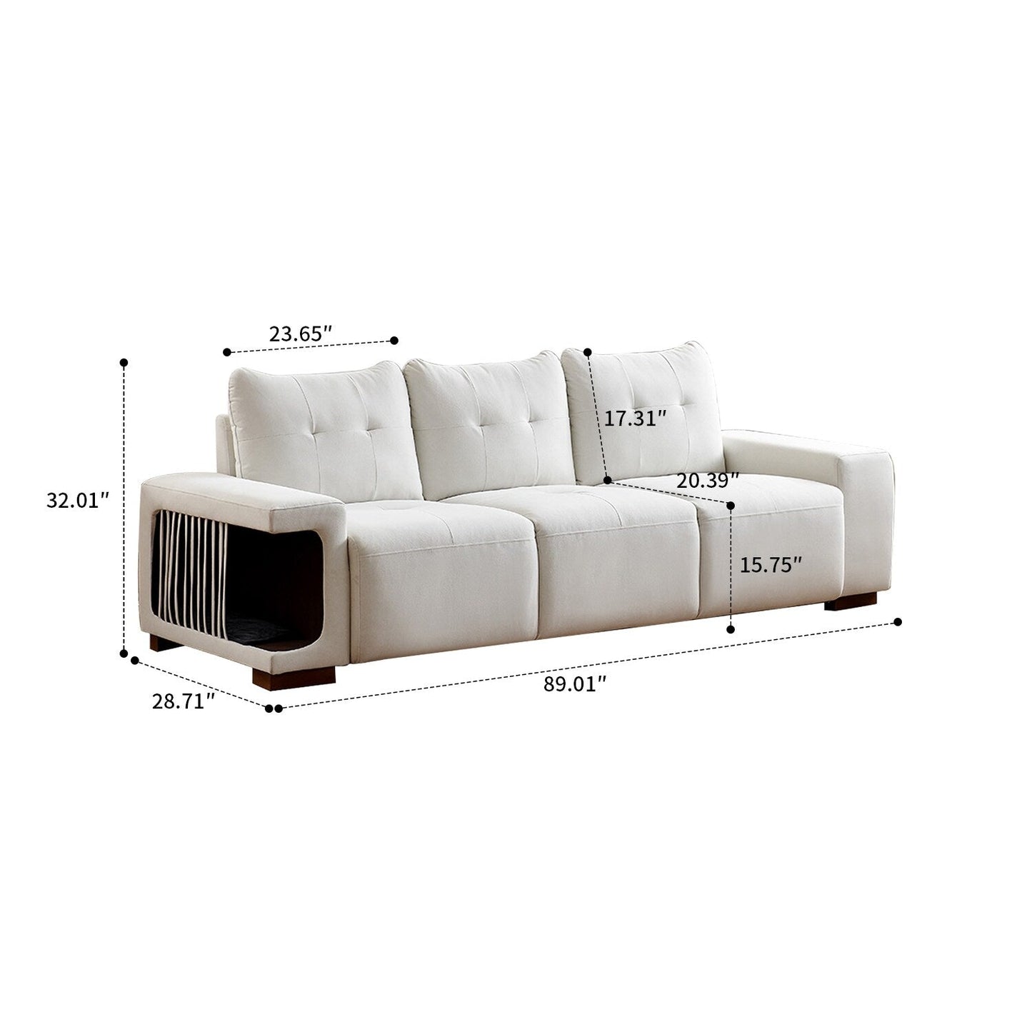 Canapé moderne adapté aux animaux de compagnie avec niche et rembourrage en mousse haute résilience pour salon d'hôtel