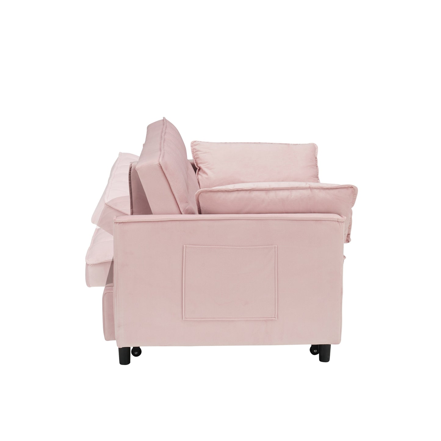 Canapé moderne en velours, canapé-lit gigogne, canapé décontracté avec dossier, avec oreiller, poches, canapé-lit convertible 3 en 1