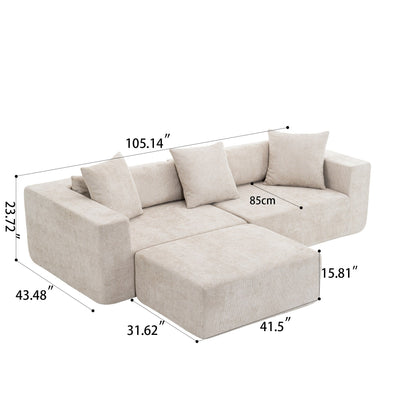 Canapé modulaire 3 places Cloud avec fauteuil en L pour salon et chambre à coucher