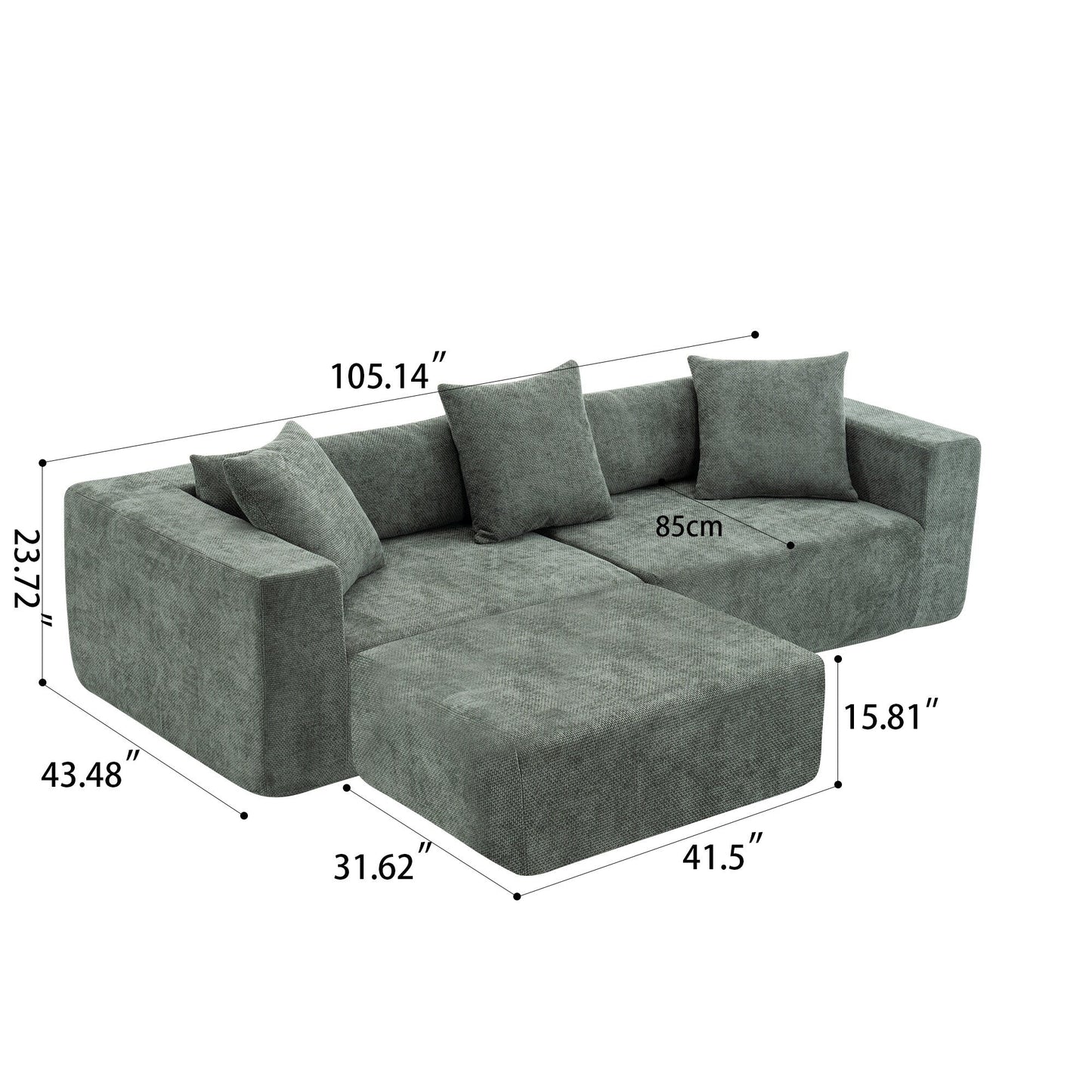 Canapé modulaire 3 places Cloud avec fauteuil en L pour salon et chambre à coucher