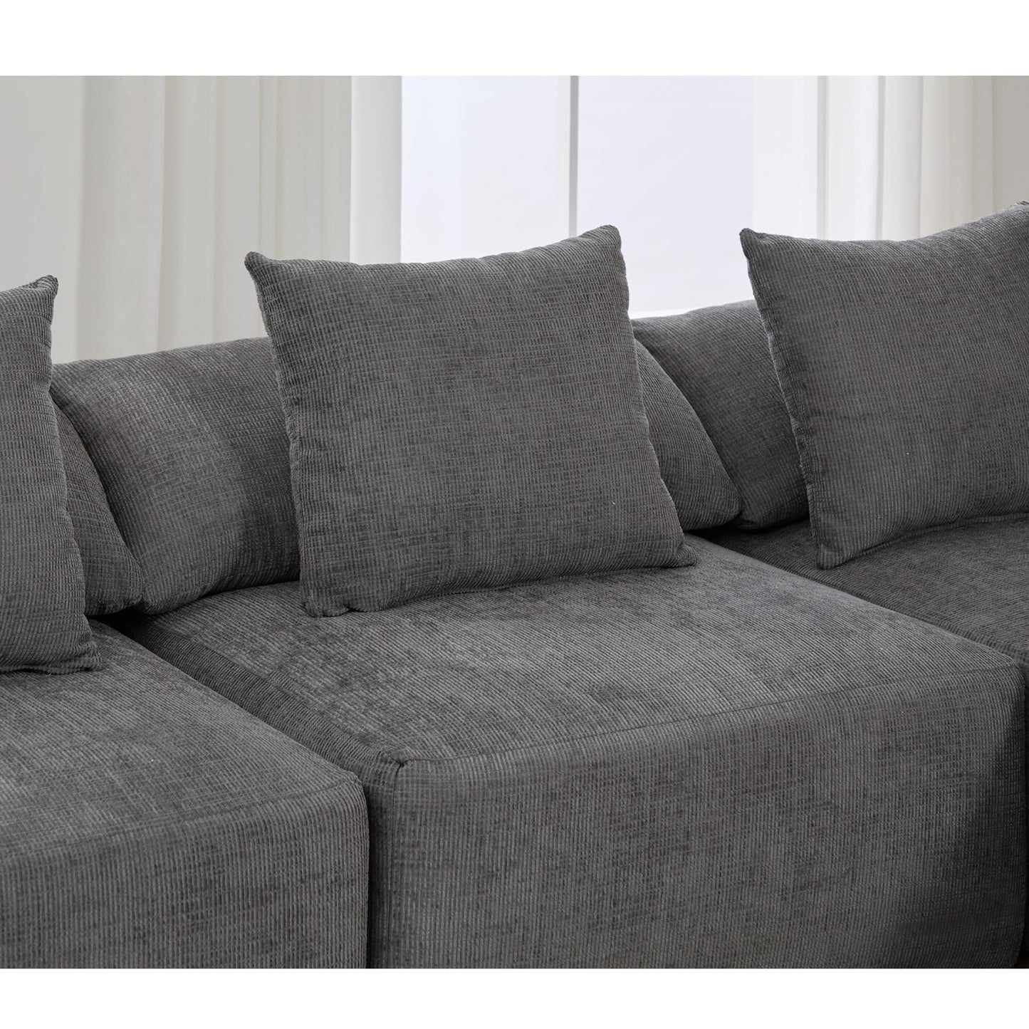 Canapé-lit convertible modulaire 5 pièces avec pouf et oreillers pour le salon