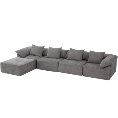 Canapé-lit convertible modulaire 5 pièces avec pouf et oreillers pour le salon