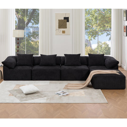 Canapé-lit convertible modulaire 5 pièces avec pouf et oreillers pour le salon