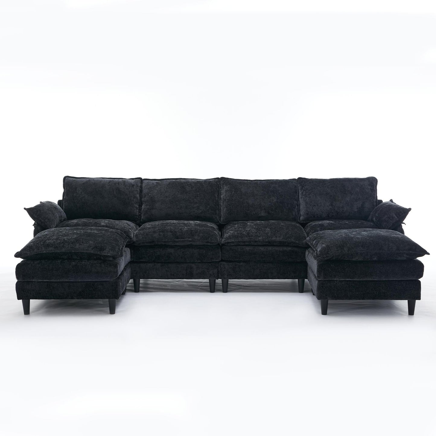 Canapé modulable en U 6 places avec pouf amovible et coussins d'accoudoirs pour salon ou appartement