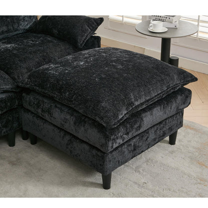 Canapé modulable en U 6 places avec pouf amovible et coussins d'accoudoirs pour salon ou appartement